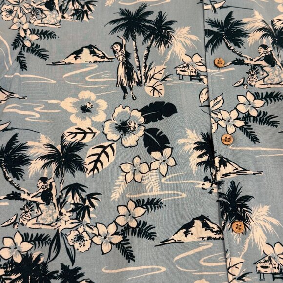 C&C California Blue Tropical Hawaiian Short Sleeve Button Down Shirt Size L - Picture 2 of 7